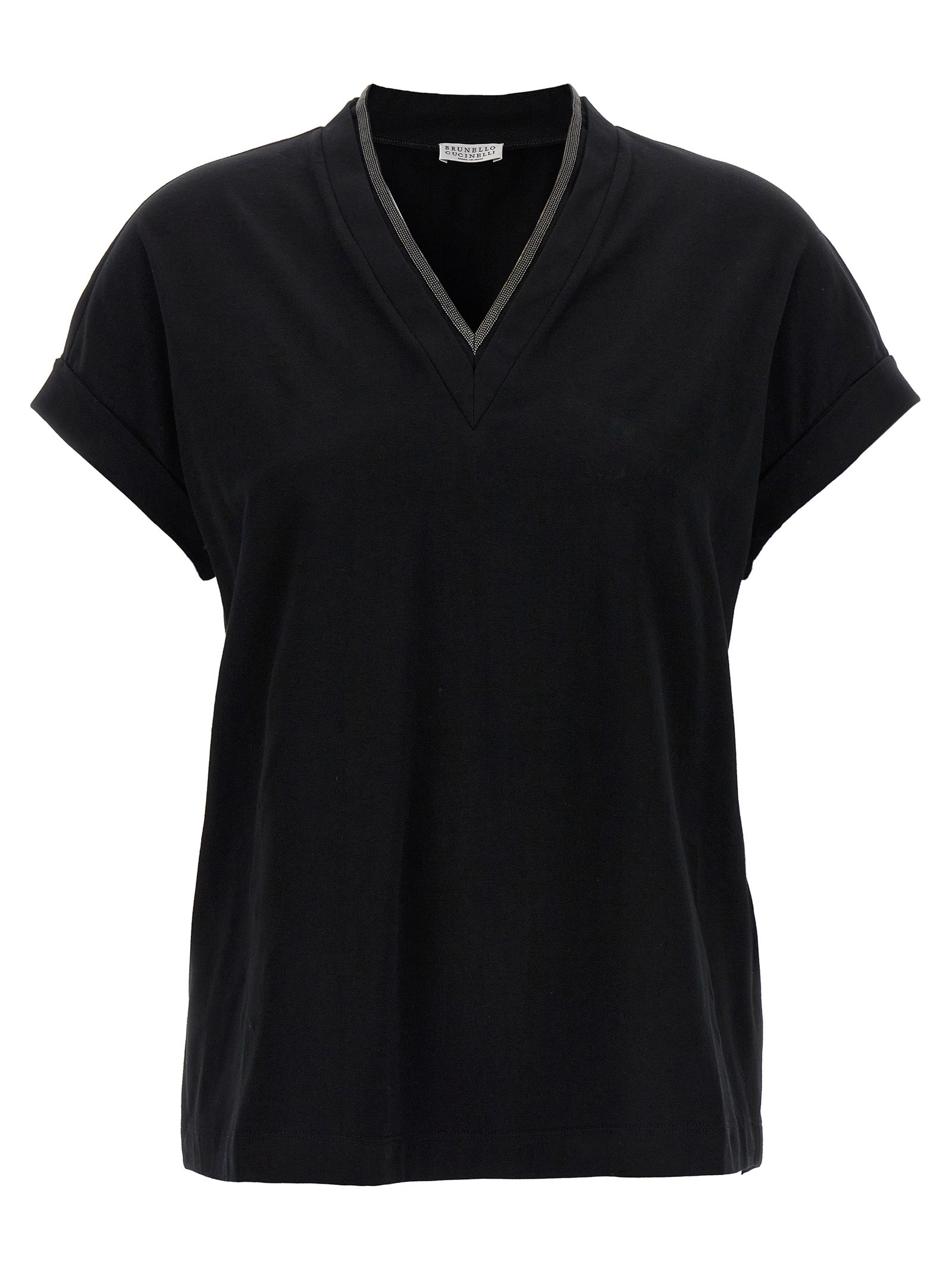 Brunello Cucinelli Black Cotton T-Shirt