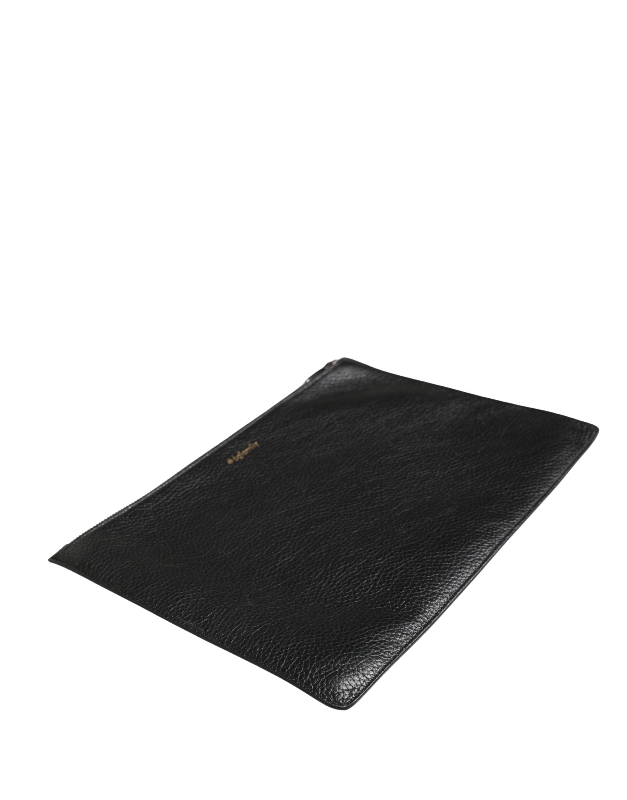 Dolce & Gabbana Black #DGFamily Embellished Leather Clutch Borse Bag