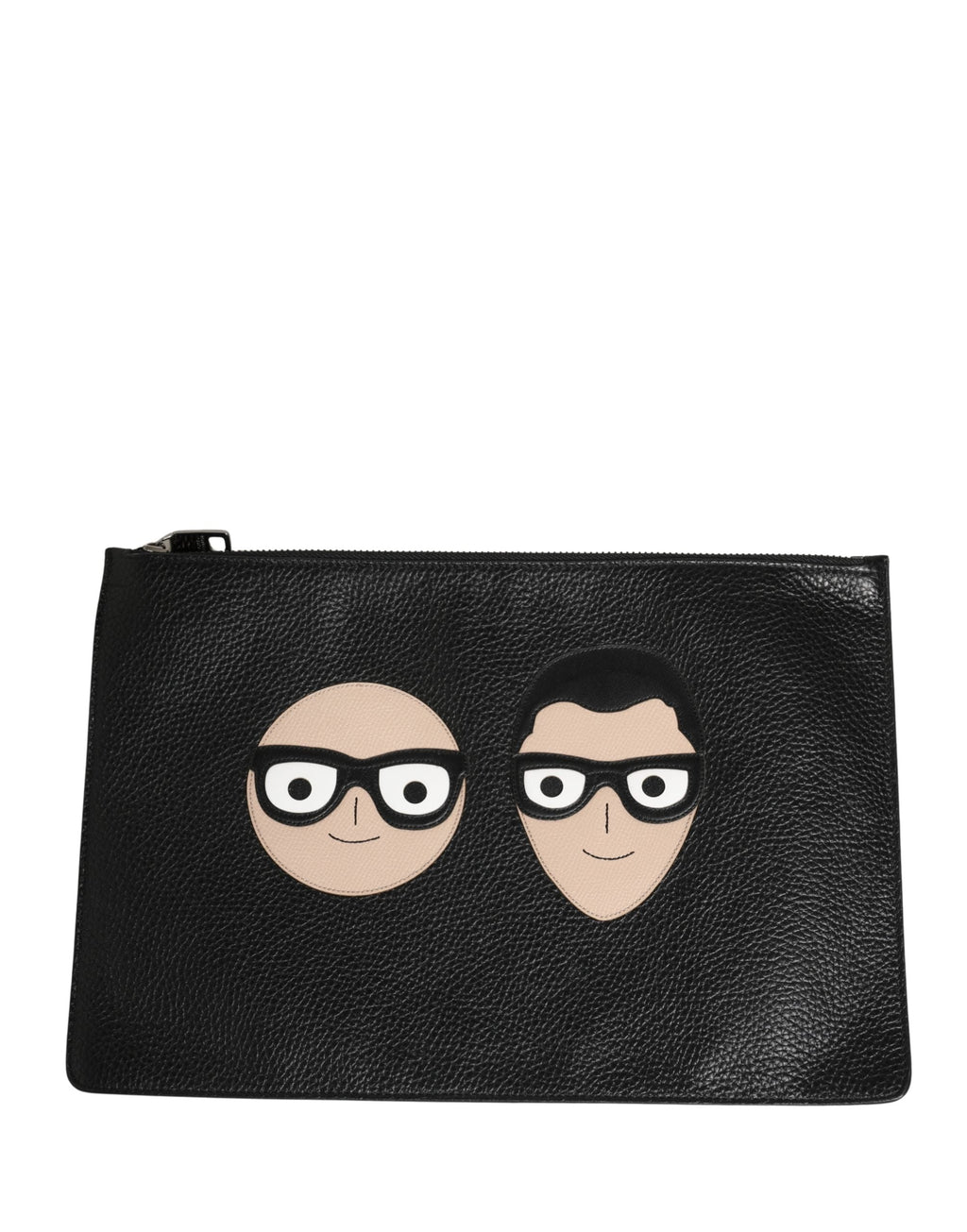 Dolce & Gabbana Black #DGFamily Embellished Leather Clutch Borse Bag