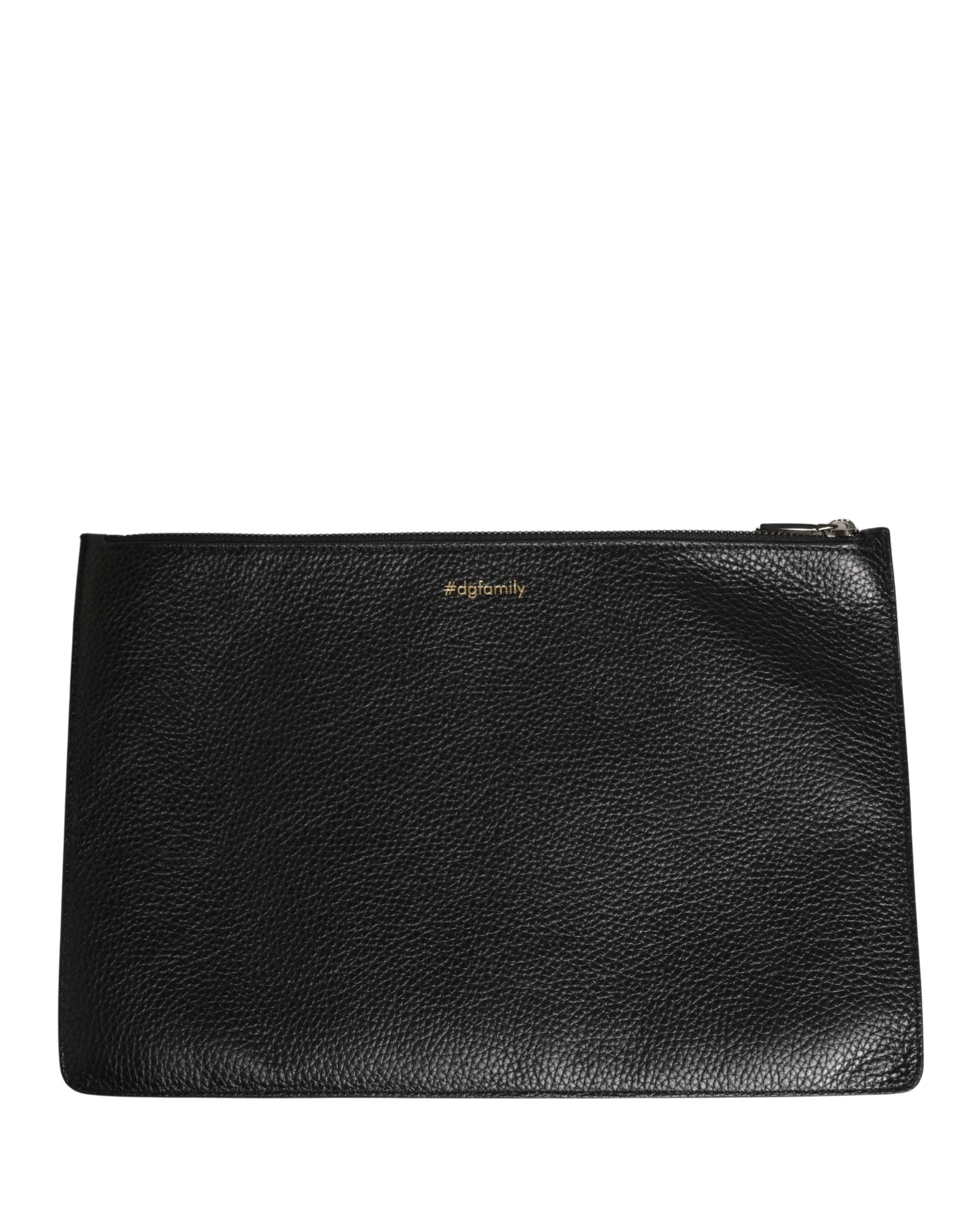 Dolce & Gabbana Black #DGFamily Embellished Leather Clutch Borse Bag