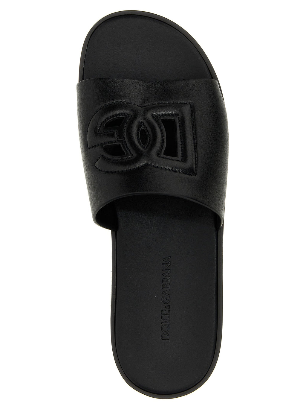Dolce & Gabbana Black Leather Slides