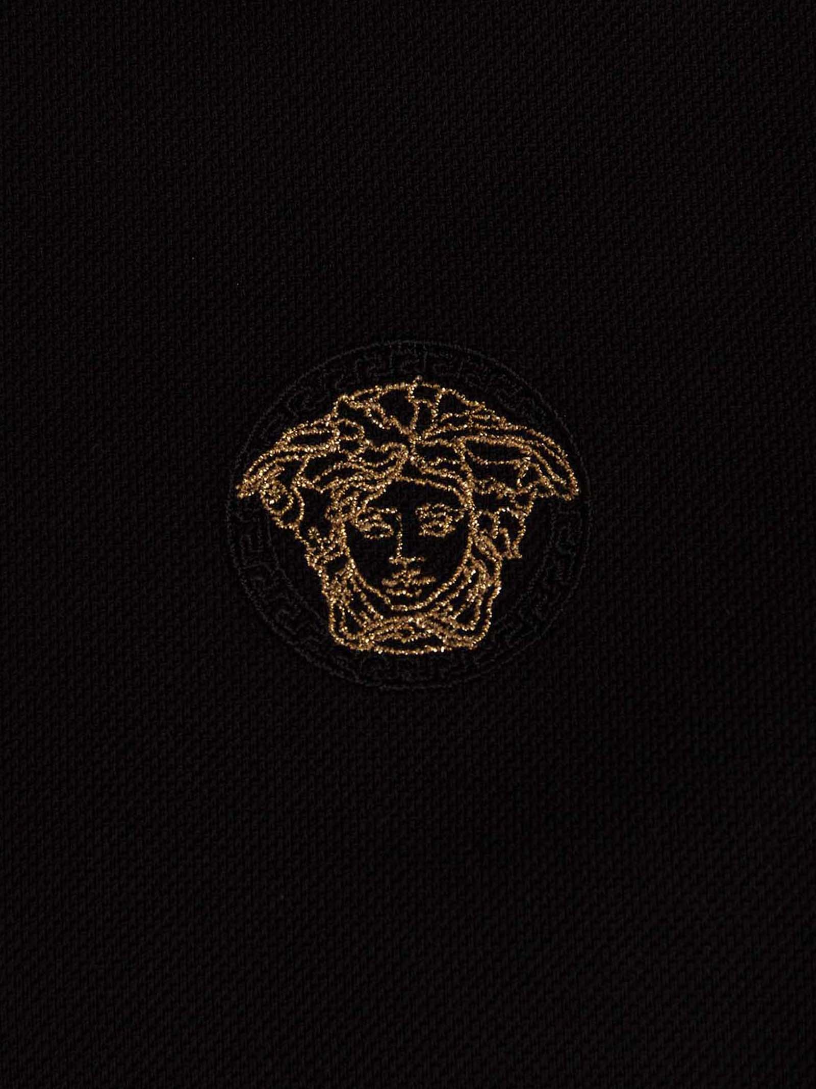 Versace Black Cotton Polo Shirt