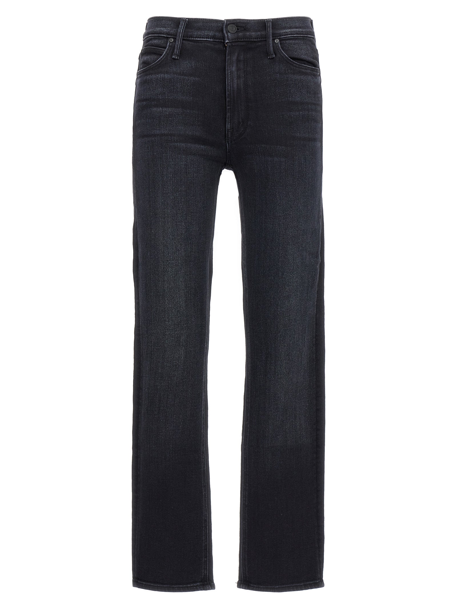 Mother Denim Black Cotton Slim Fit Jeans