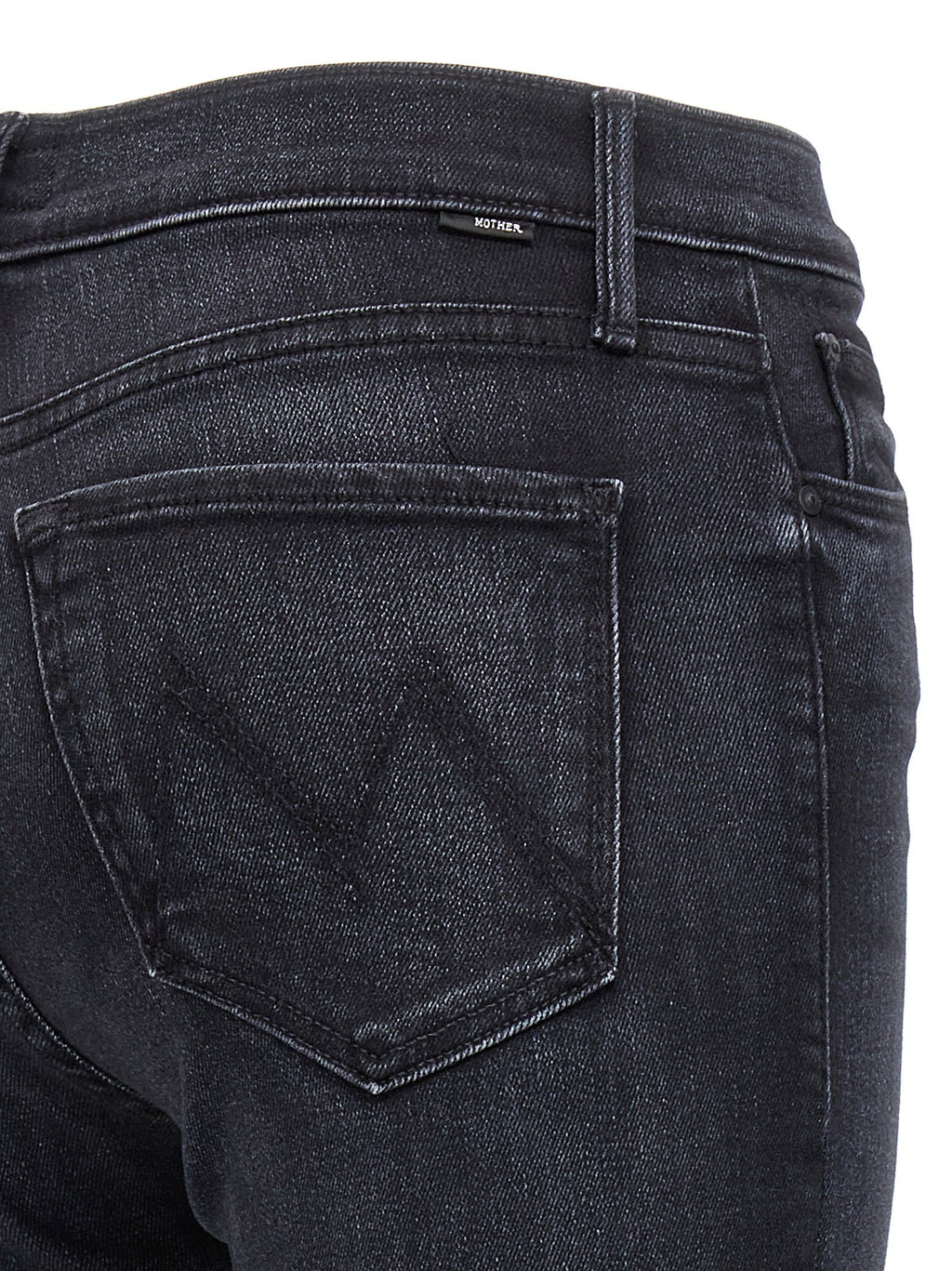 Mother Denim Black Cotton Slim Fit Jeans