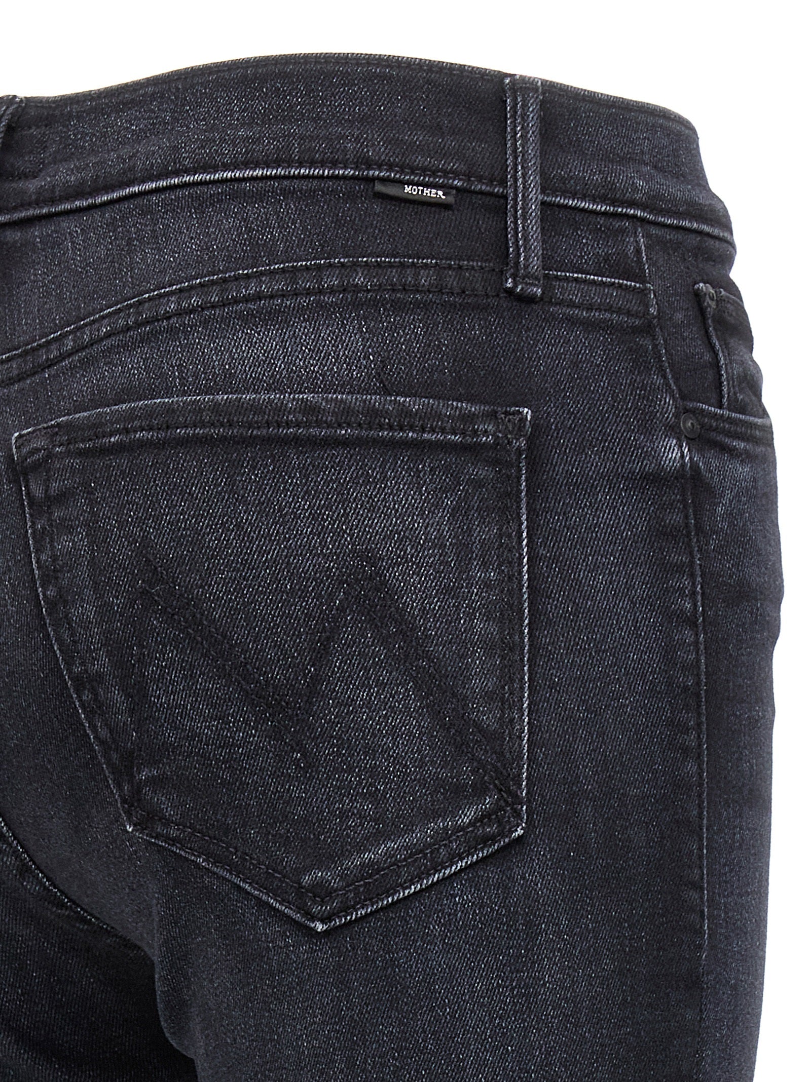 Mother Denim Black Cotton Slim Fit Jeans