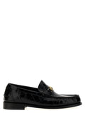 Versace Black Velvet Leather Slip-On Loafers