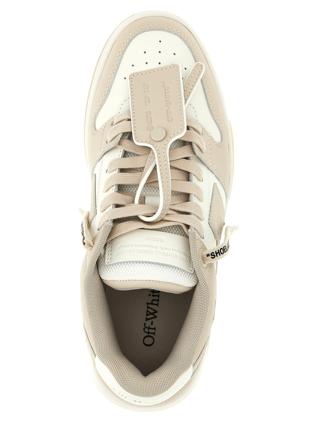 Off-White Beige Calfskin Low Top Sneakers