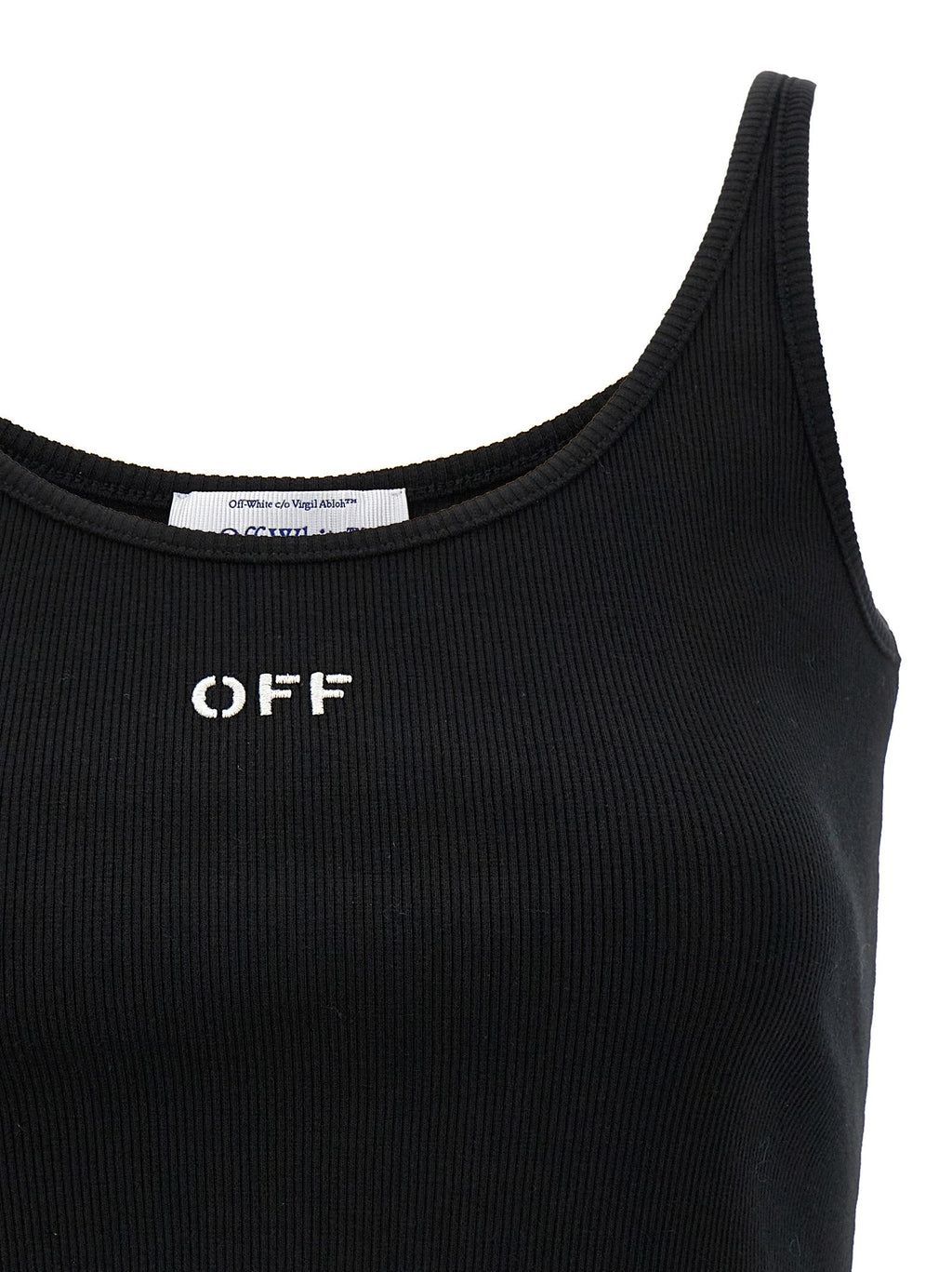 Off-White Black Cotton Sleeveles T-Shirt