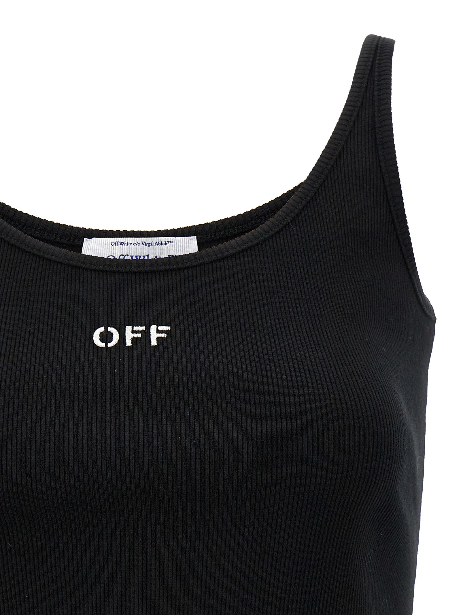 Off-White Black Cotton Sleeveles T-Shirt