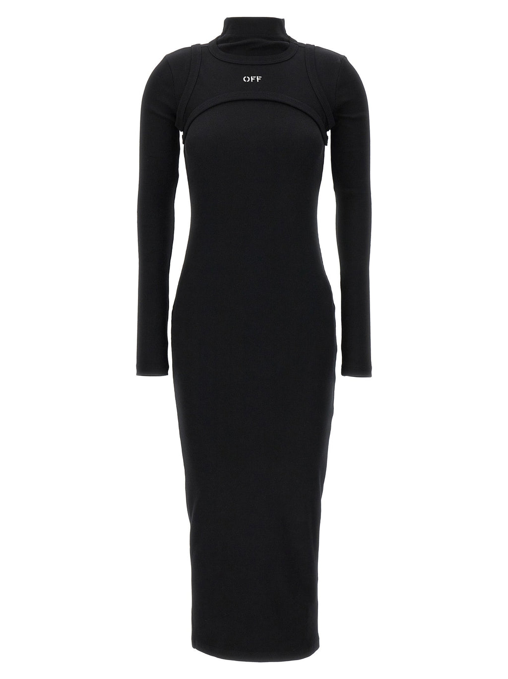 Off-White Black Cotton Midi Dress