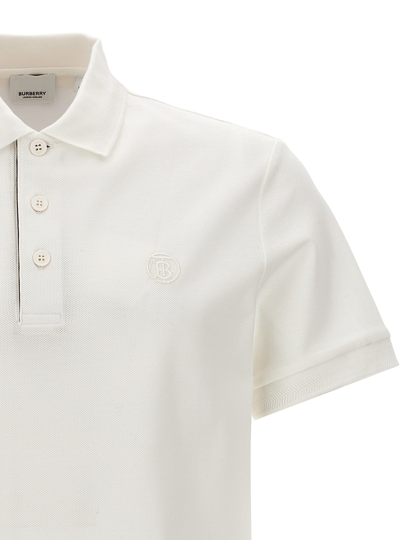Burberry White Cotton Polo Shirt