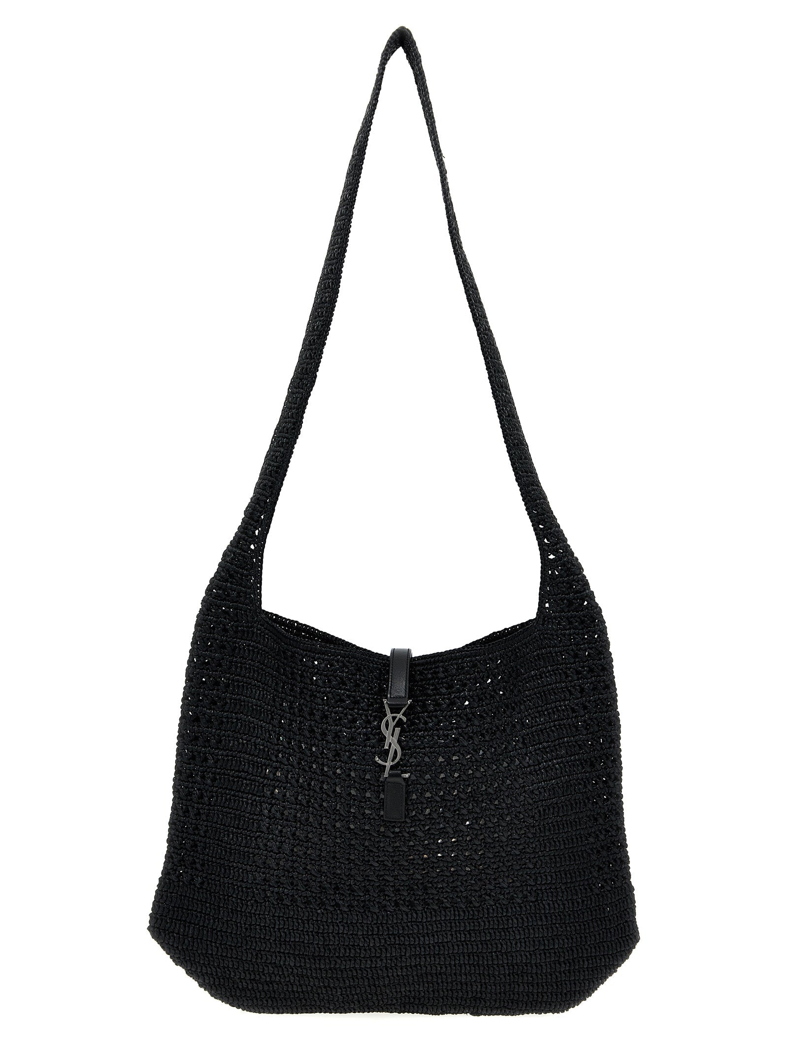 Saint Laurent Black Raffia Tote Bag