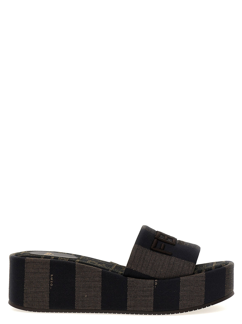Fendi Brown Cotton Slides