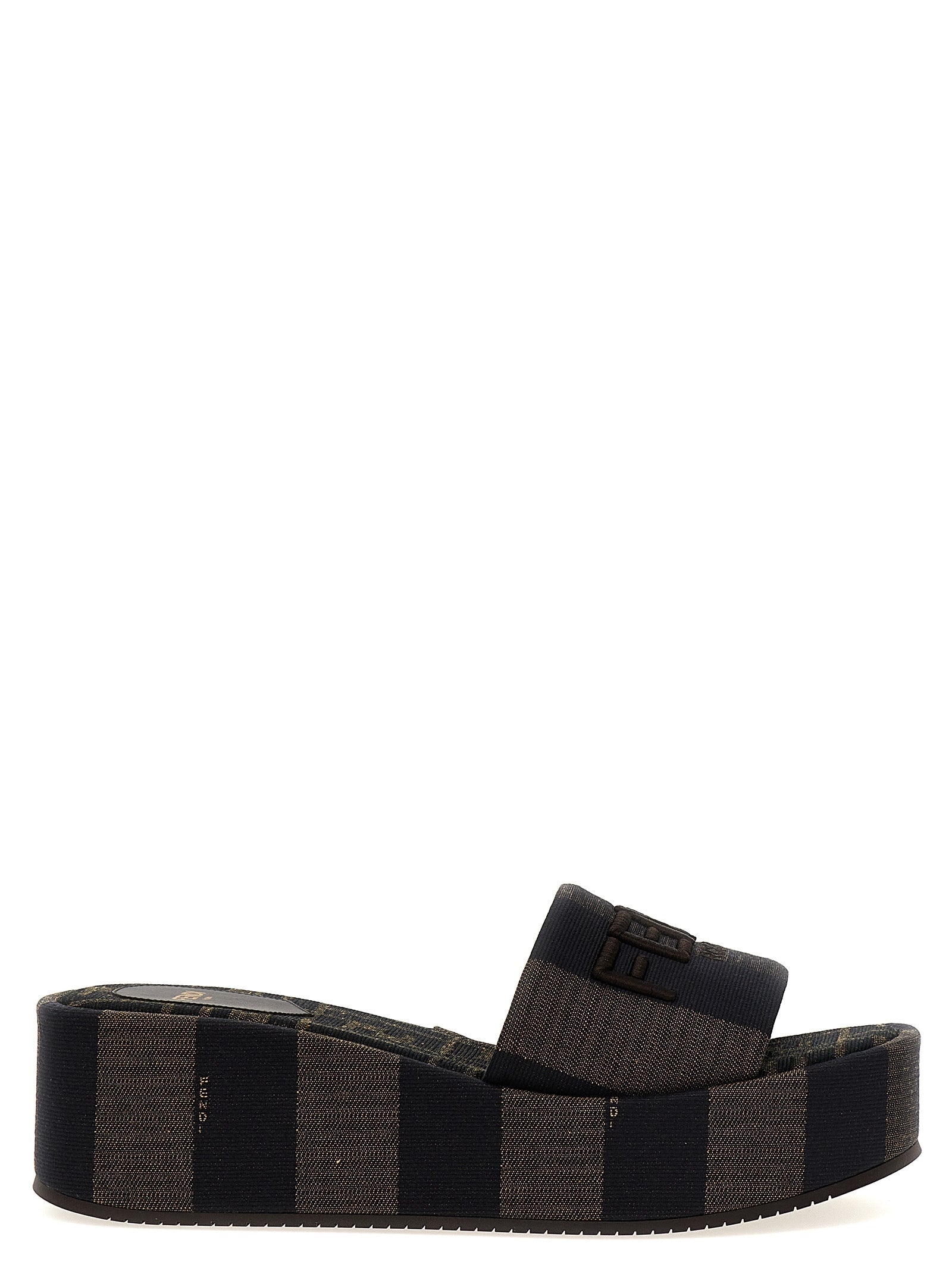 Fendi Brown Cotton Slides