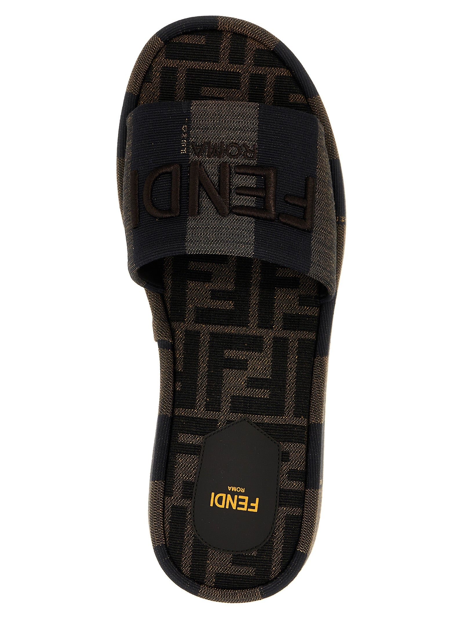 Fendi Brown Cotton Slides
