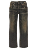 R13 Black Cotton Boyfriend Jeans