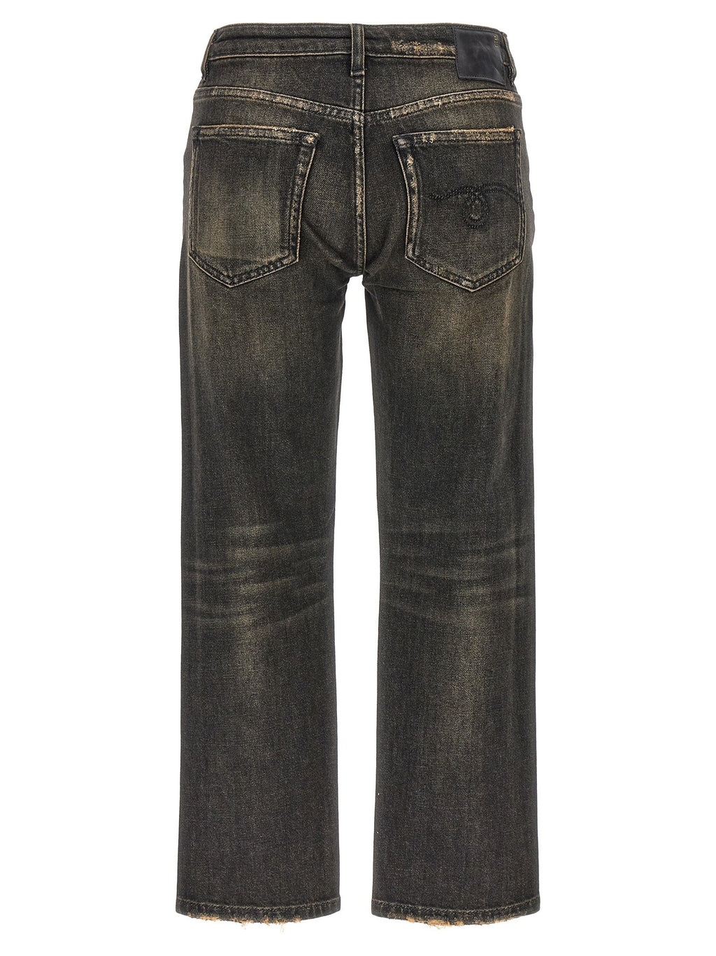 R13 Black Cotton Boyfriend Jeans