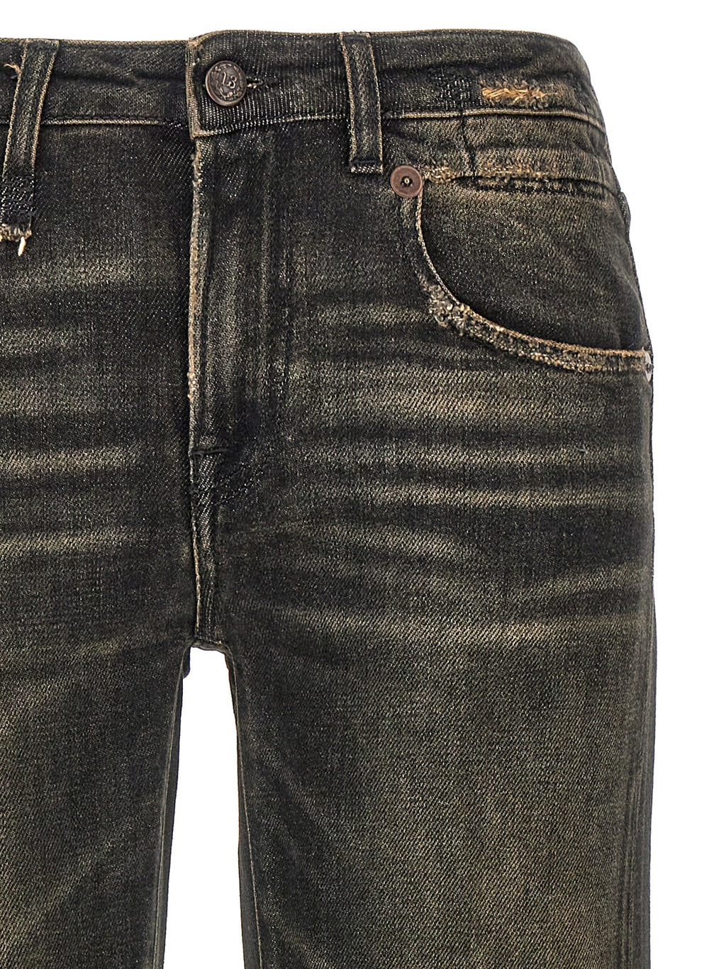 R13 Black Cotton Boyfriend Jeans