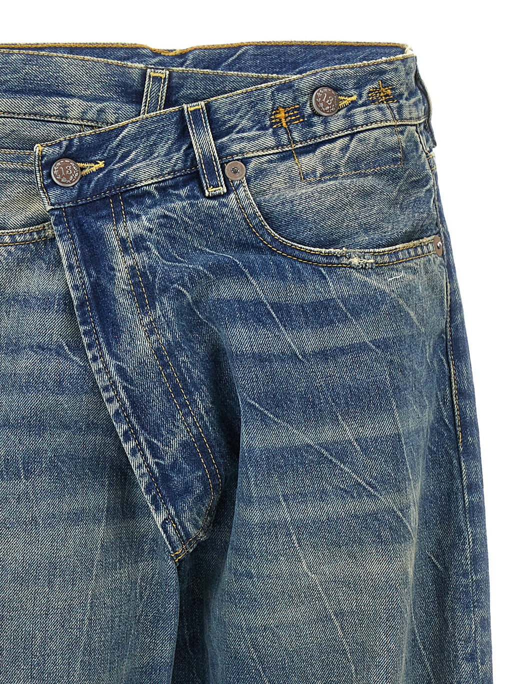 R13 Blue Cotton Relaxed Fit Jeans