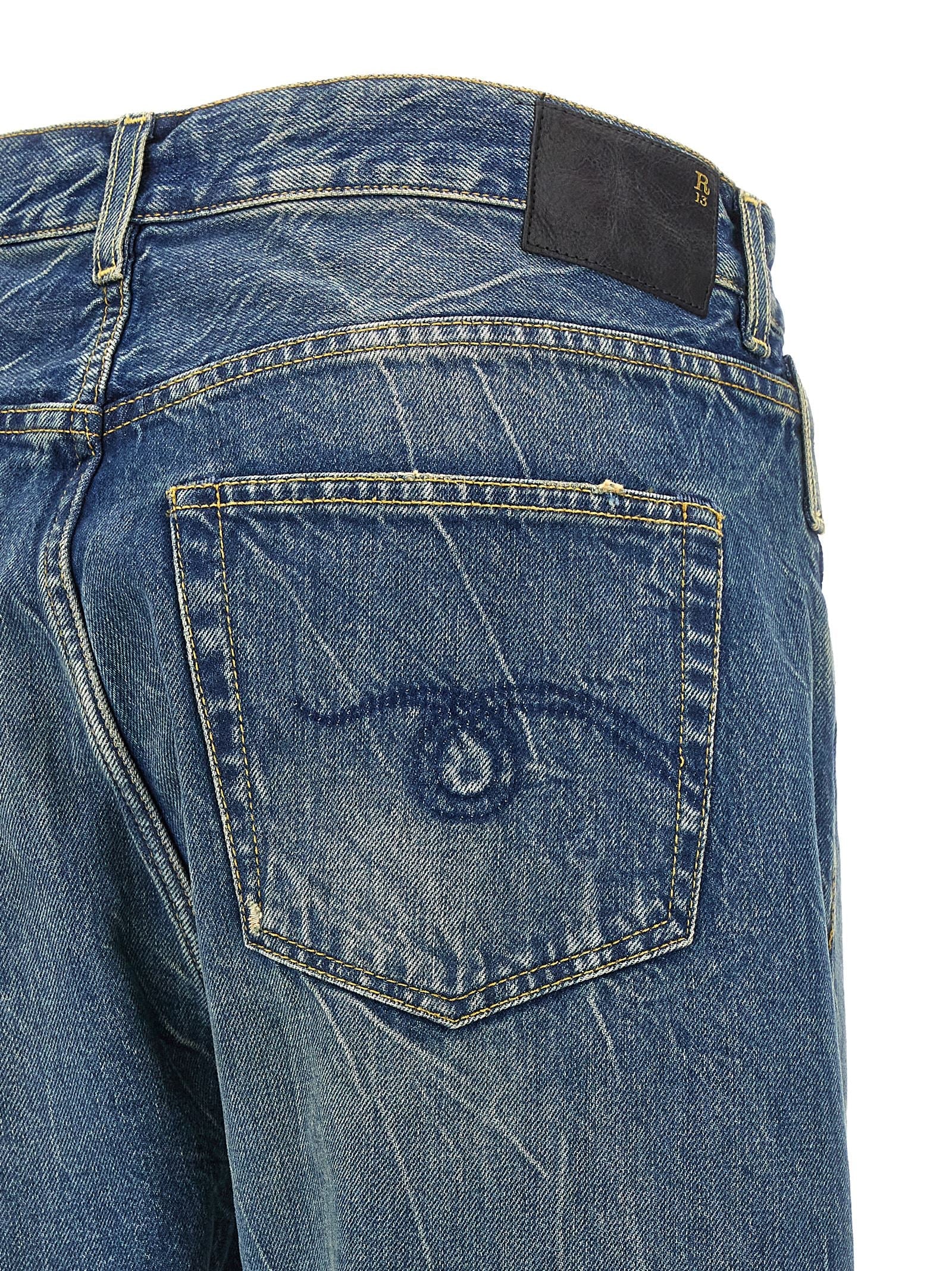 R13 Blue Cotton Relaxed Fit Jeans