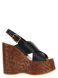 Chloé Black Calfskin Wedge Sandals