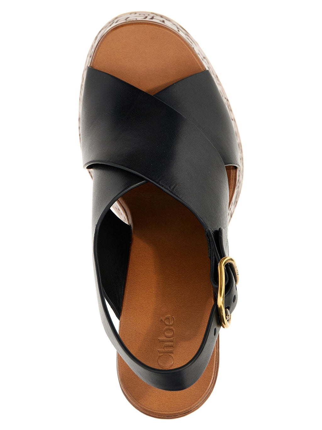 Chloé Black Calfskin Wedge Sandals