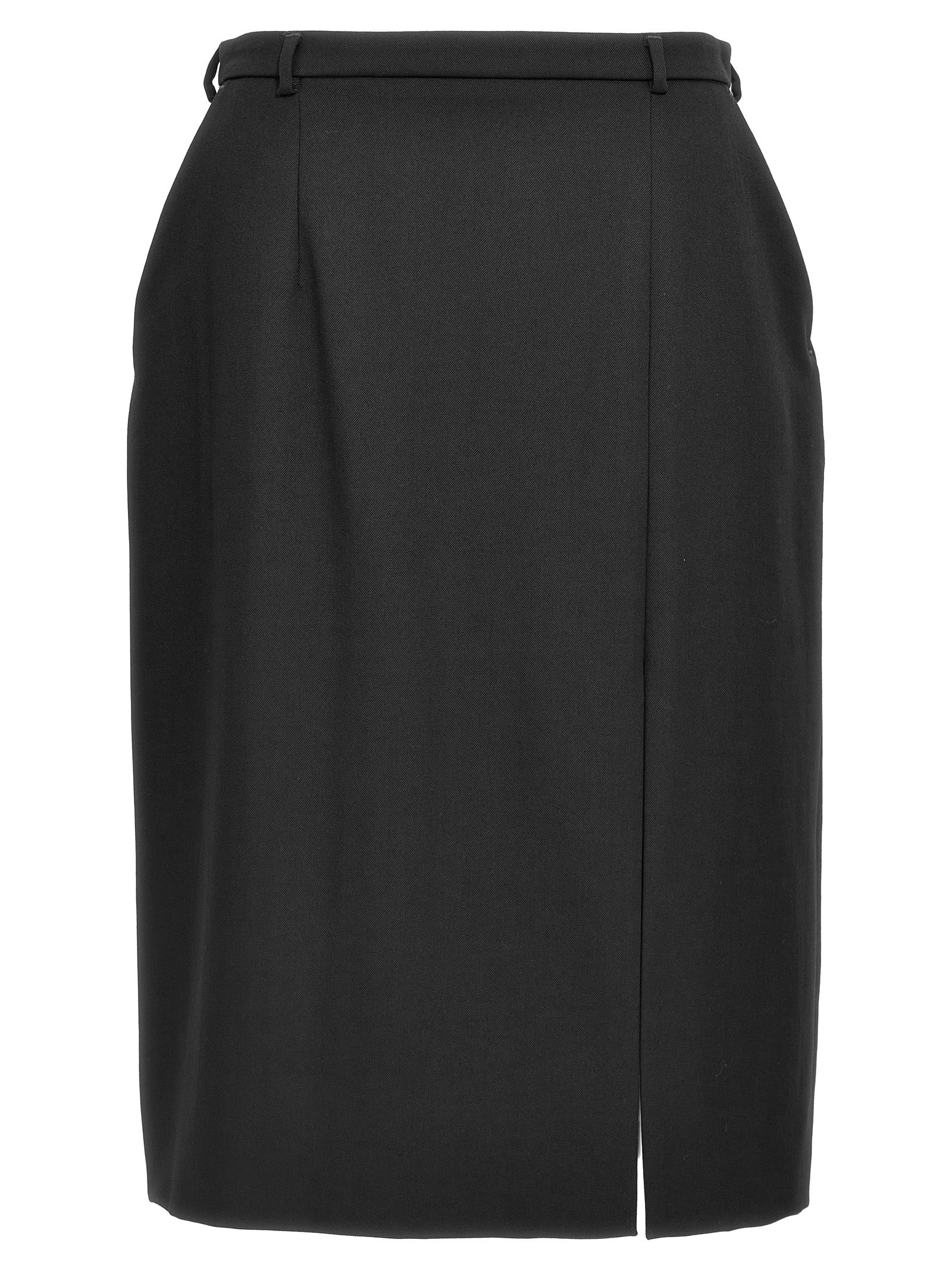 Dolce & Gabbana Black Virgin Wool Midi Skirt