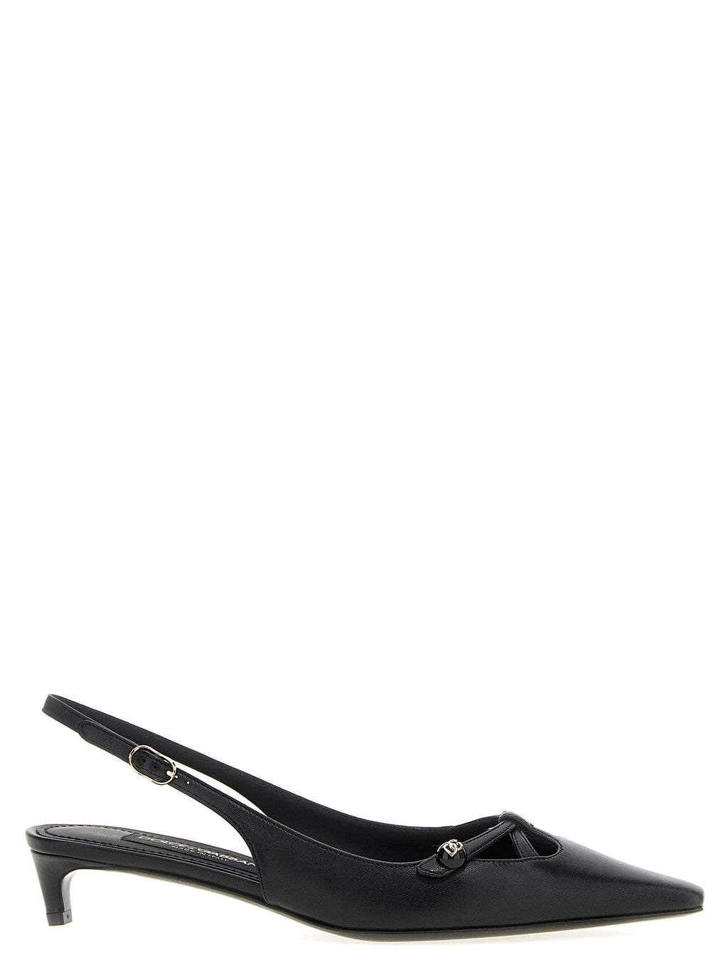 Dolce & Gabbana Black Lamb Leather Mid Heel Pumps