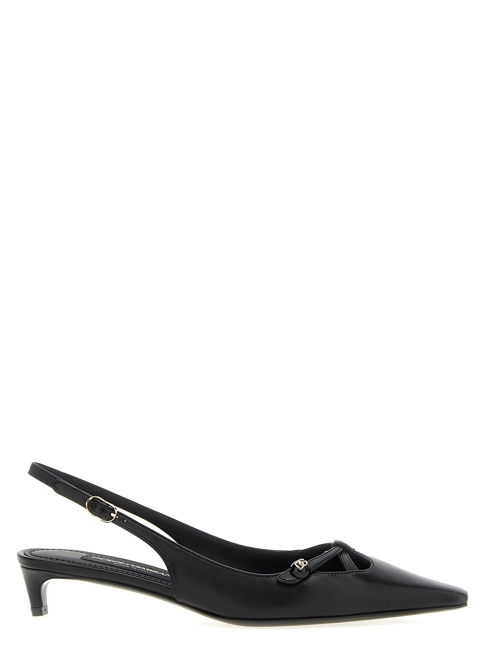 Dolce & Gabbana Black Lamb Leather Mid Heel Pumps