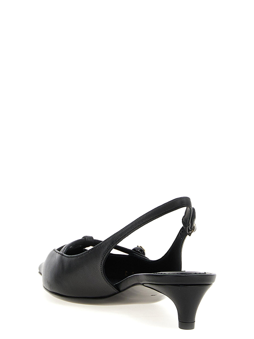 Dolce & Gabbana Black Lamb Leather Mid Heel Pumps