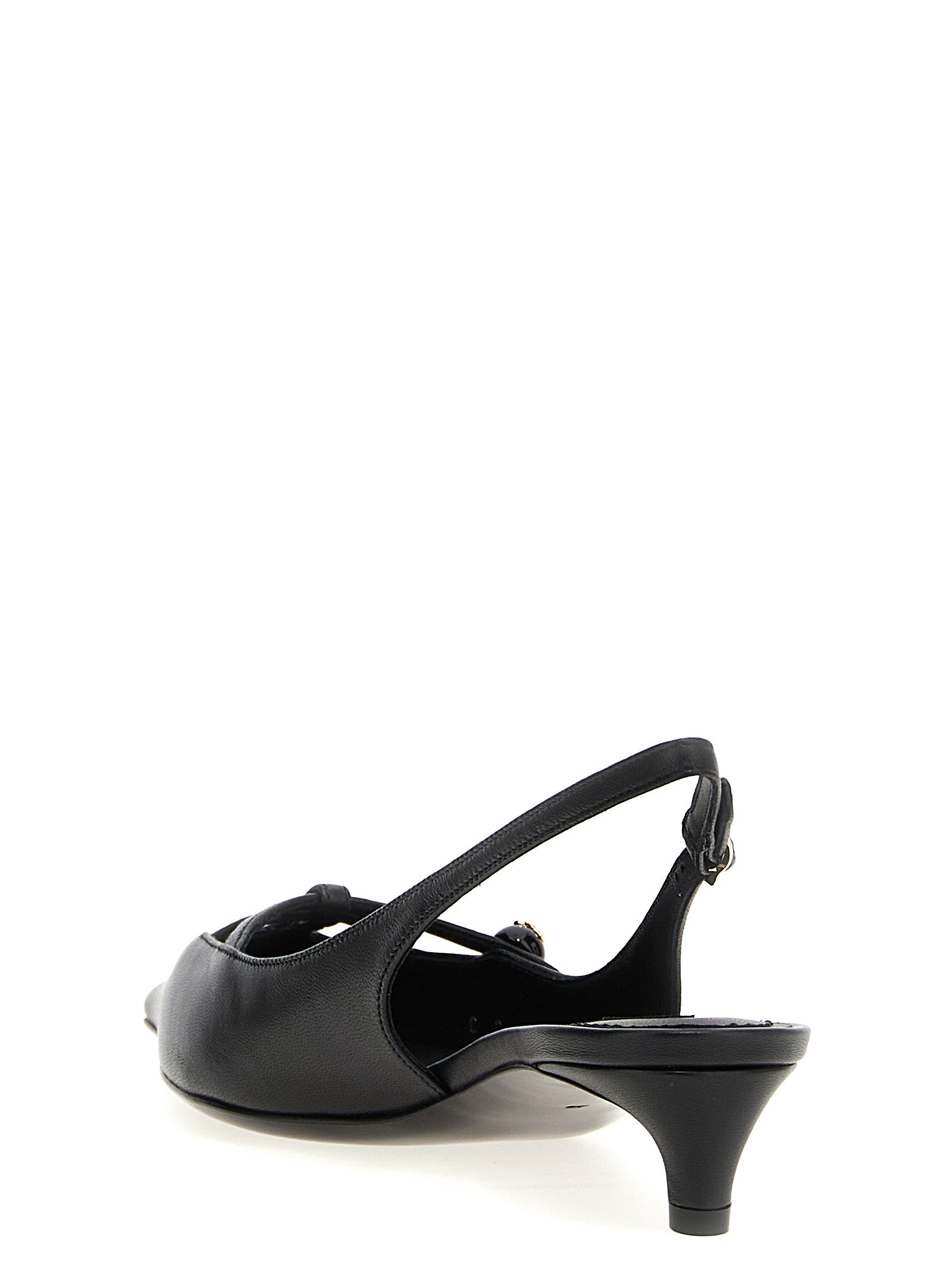 Dolce & Gabbana Black Lamb Leather Mid Heel Pumps