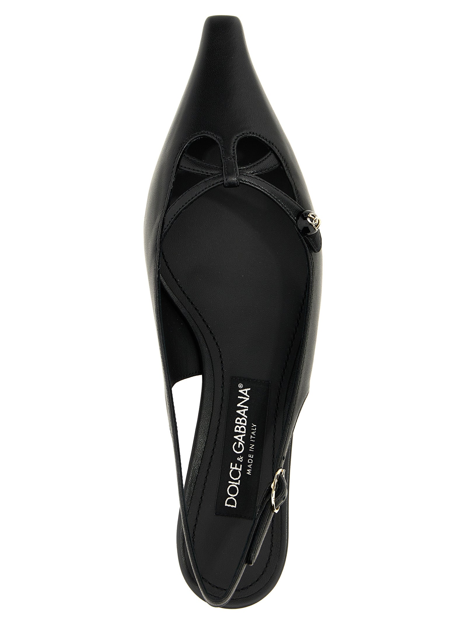 Dolce & Gabbana Black Lamb Leather Mid Heel Pumps