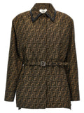 Fendi Brown Polyester Leather Jacket