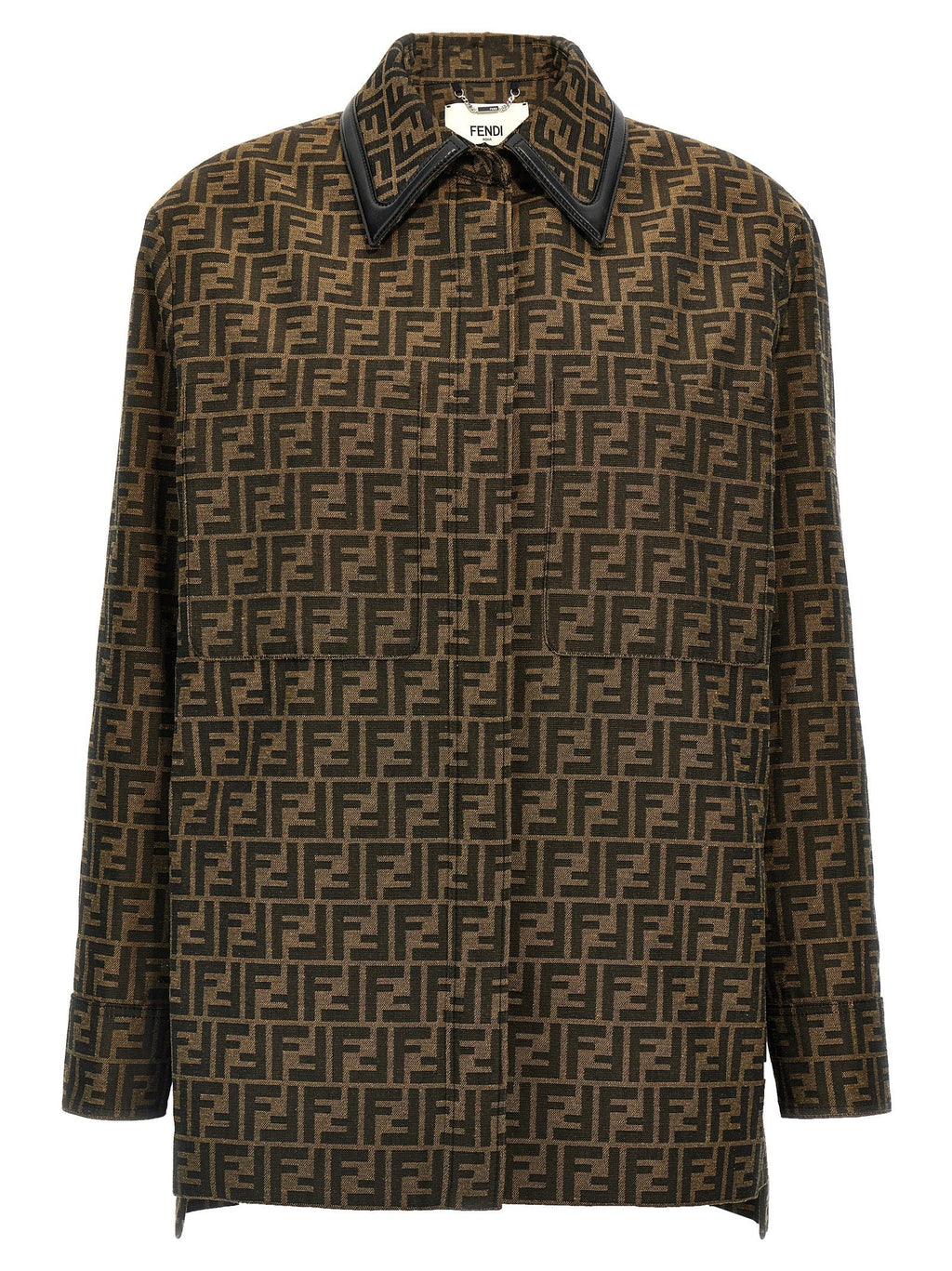 Fendi Brown Polyester Leather Jacket