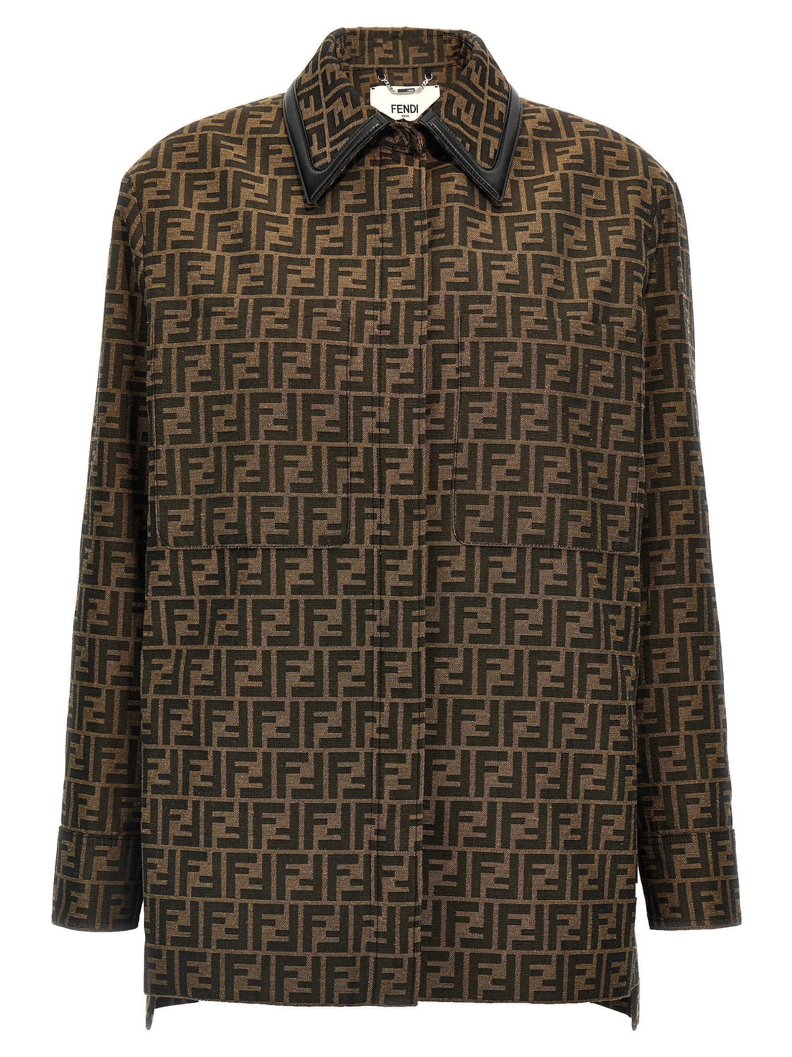 Fendi Brown Polyester Leather Jacket