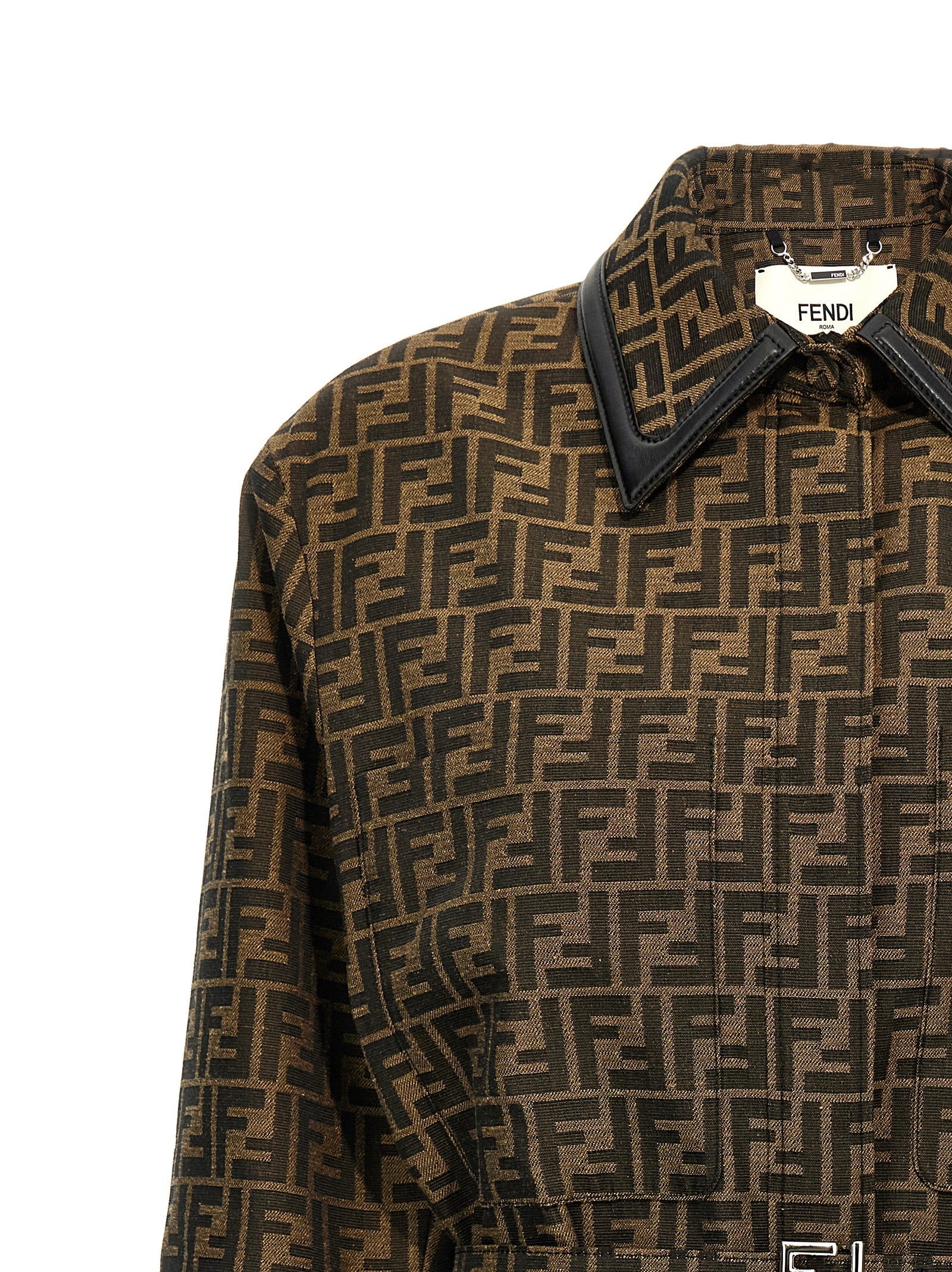 Fendi Brown Polyester Leather Jacket