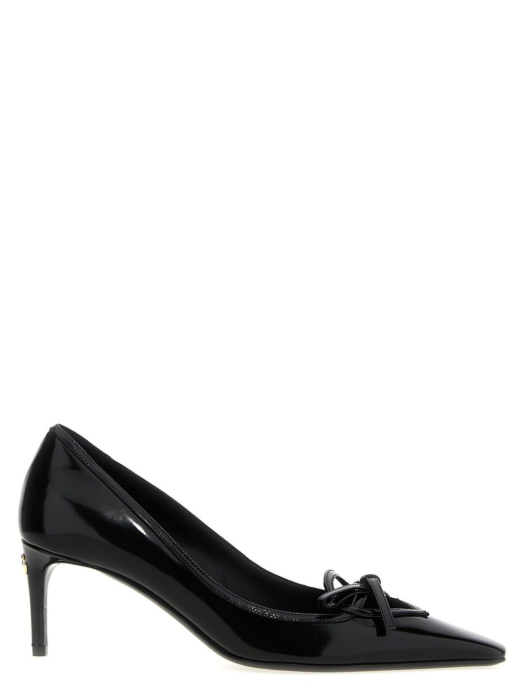 Dolce & Gabbana Black Calfskin Mid Heel Pumps