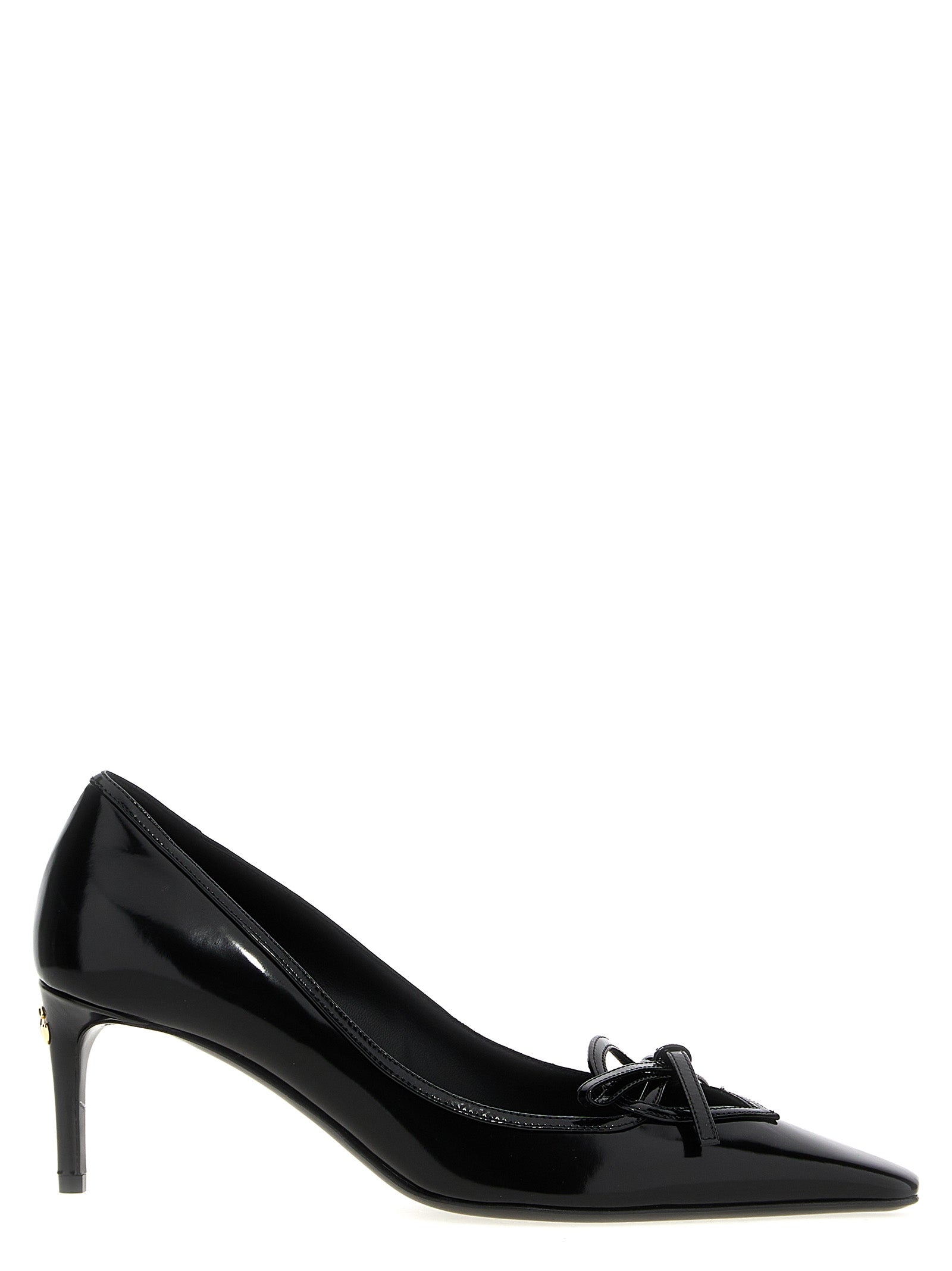 Dolce & Gabbana Black Calfskin Mid Heel Pumps
