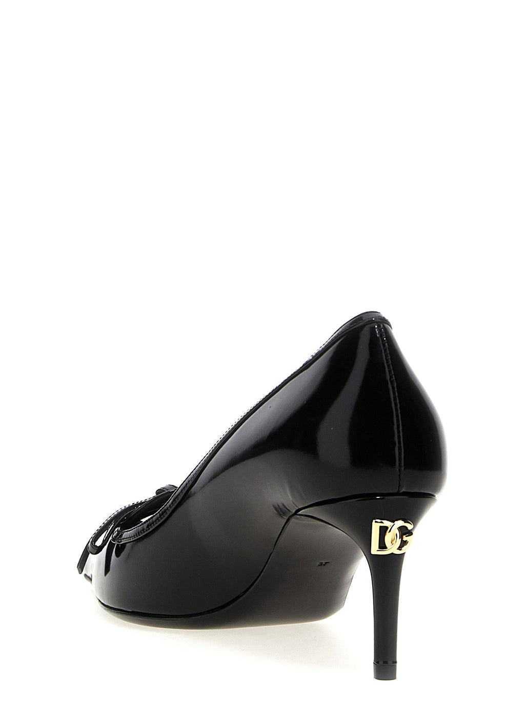 Dolce & Gabbana Black Calfskin Mid Heel Pumps