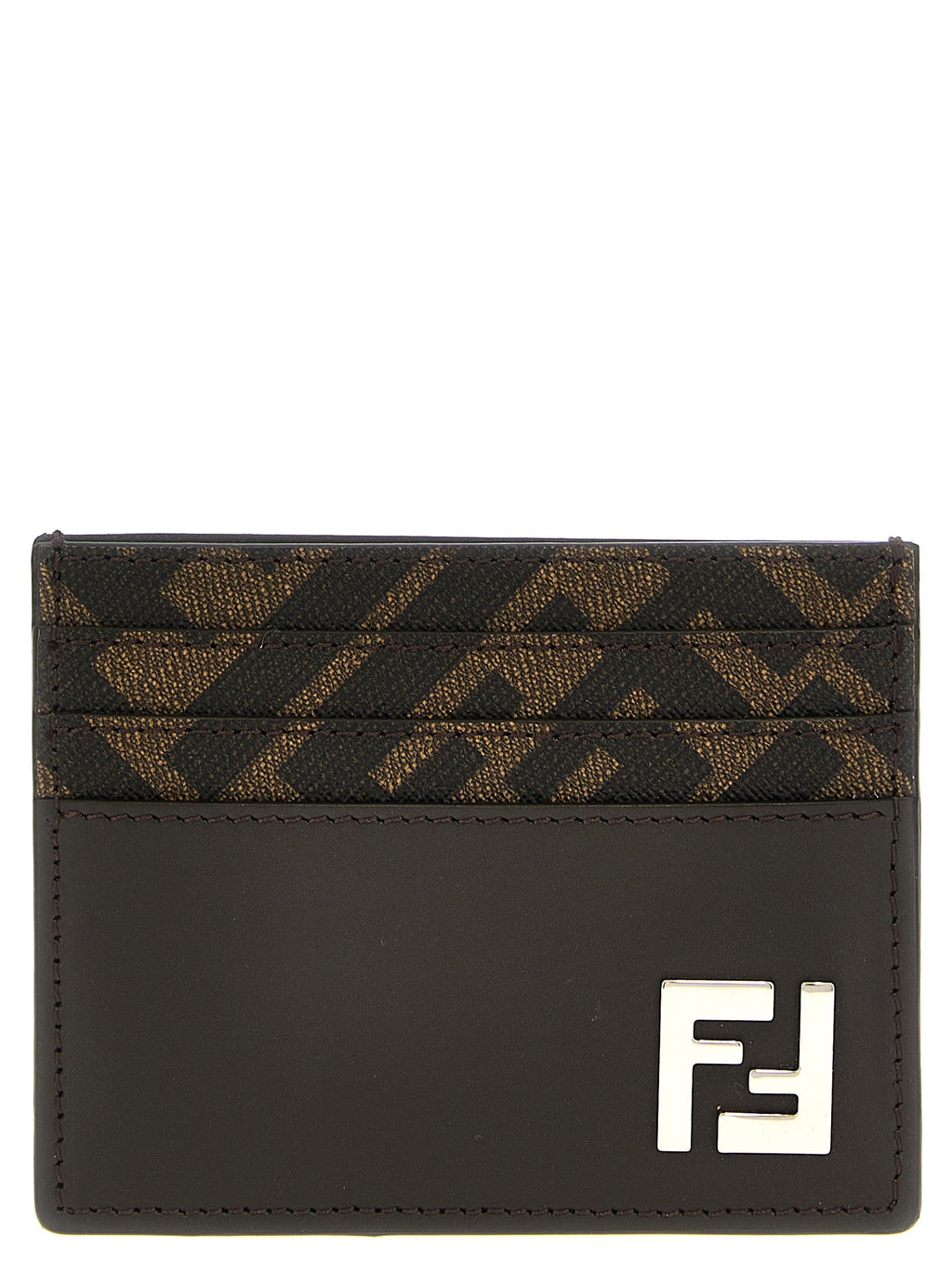 Fendi Brown Calf Leather Bos Taurus Cardholder