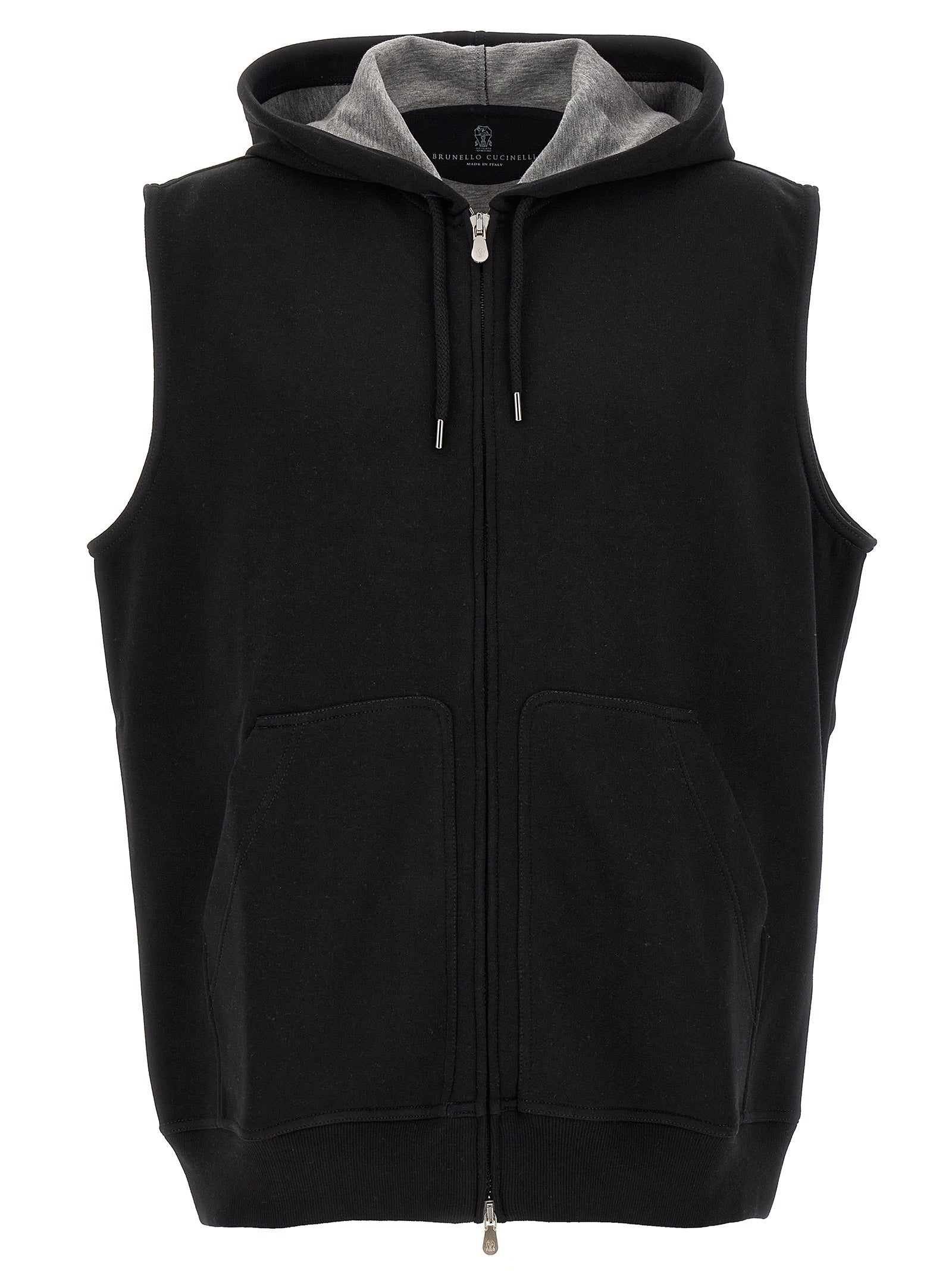 Brunello Cucinelli Black Cotton Sleeveless Jacket