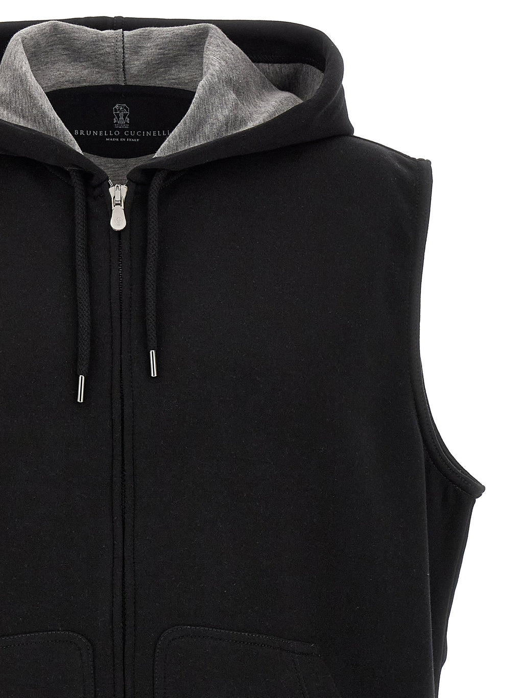 Brunello Cucinelli Black Cotton Sleeveless Jacket