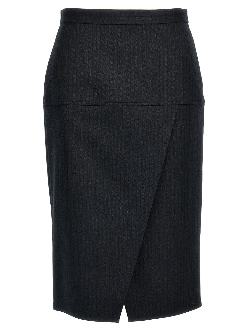 Fendi Gray Virgin Wool Midi Skirt