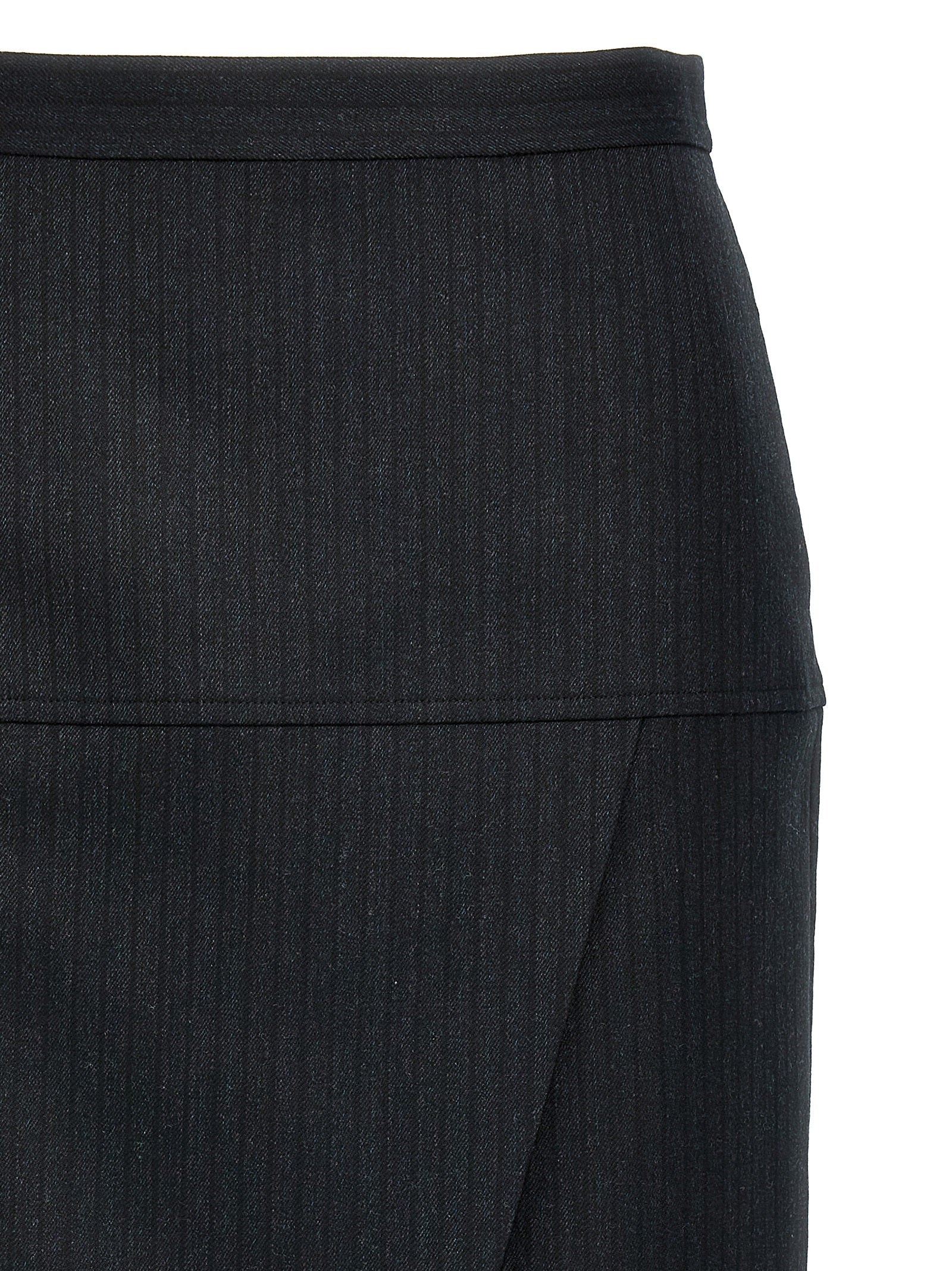 Fendi Gray Virgin Wool Midi Skirt