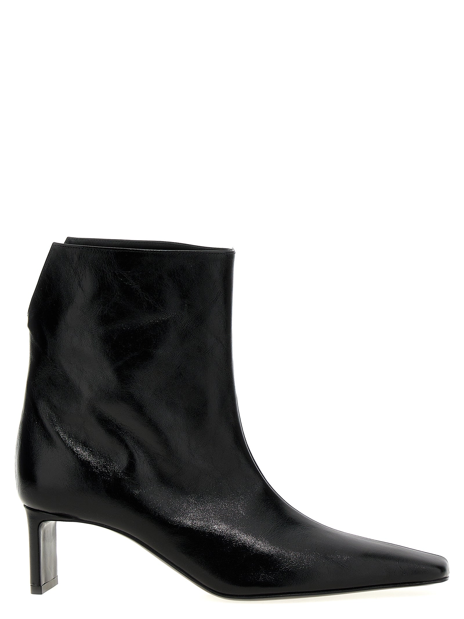 Khaite Black Calfskin Ankle Boots