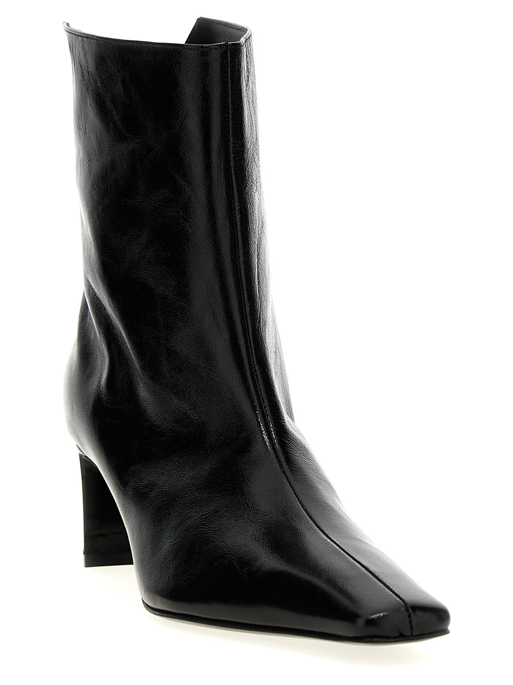 Khaite Black Calfskin Ankle Boots