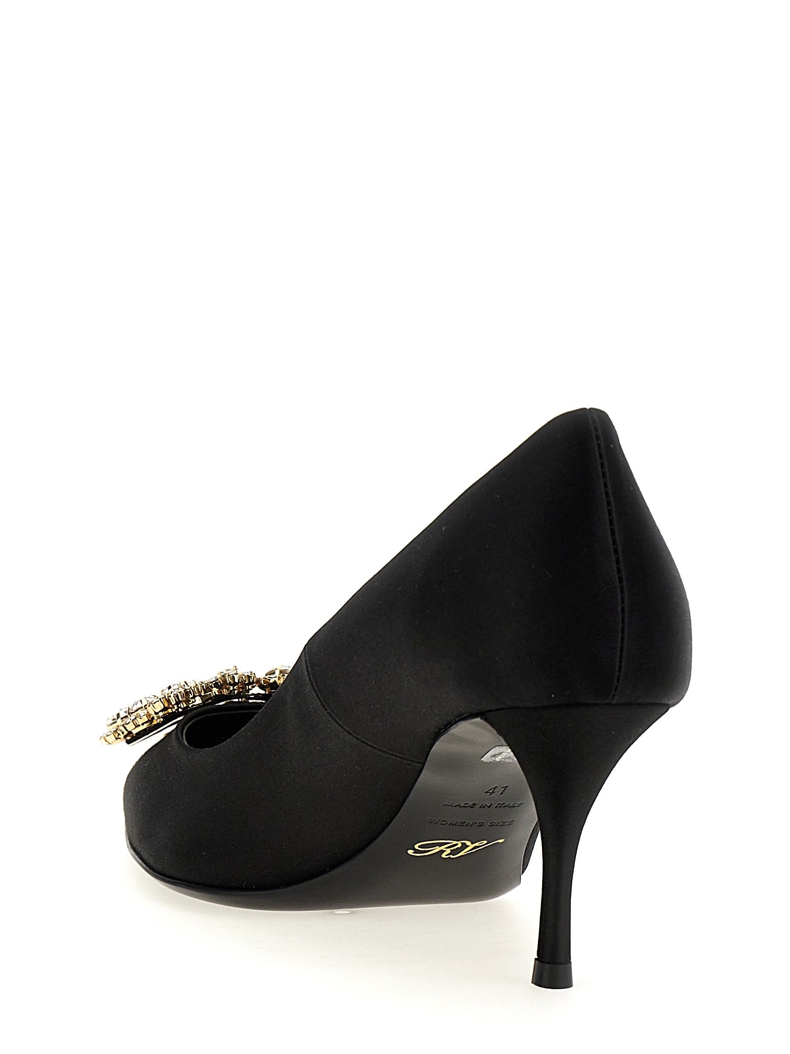 Roger Vivier Black Viscose Mid Heel Pumps