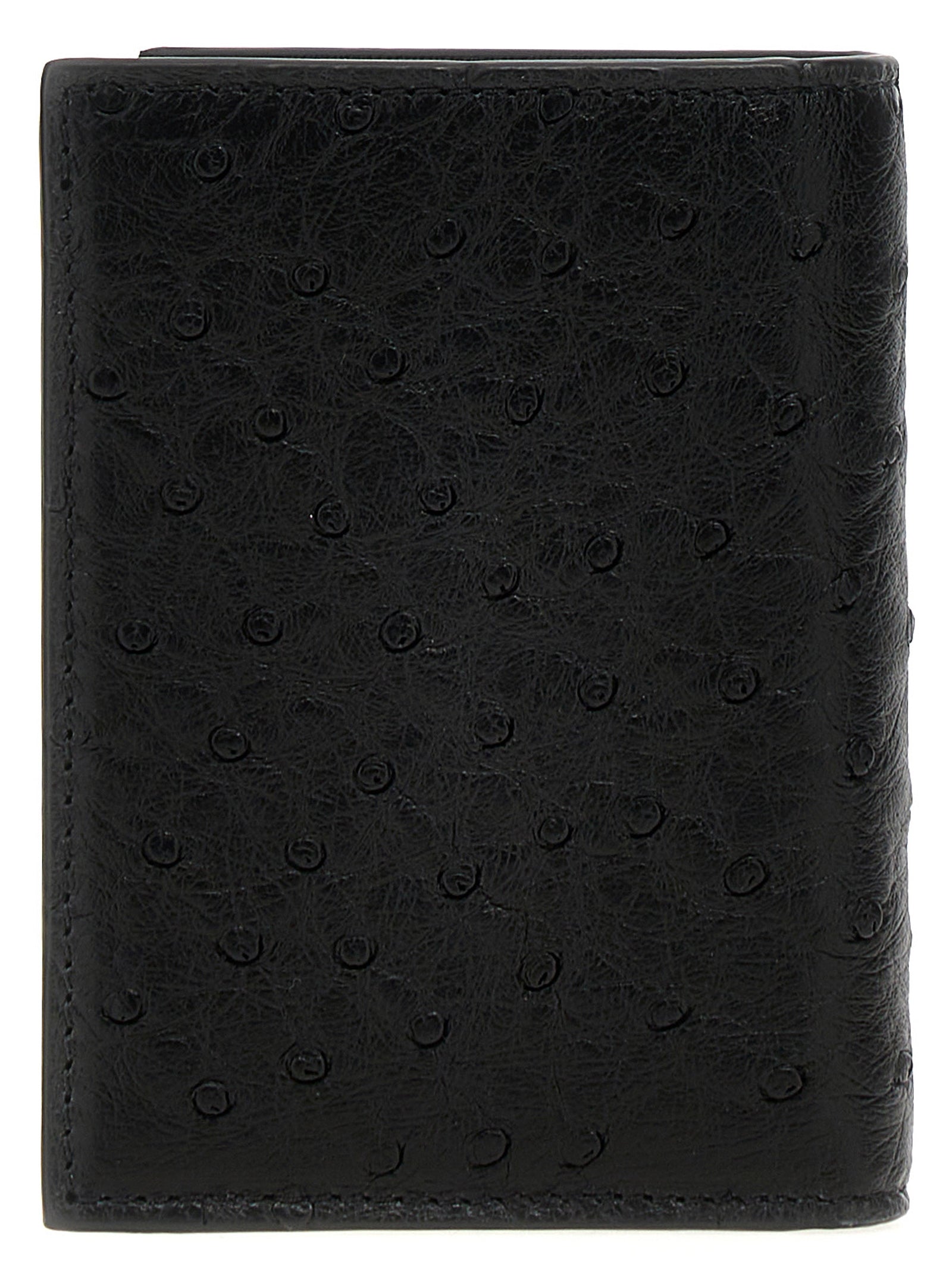 Valentino Garavani Black Ostrich Skin Cardholder