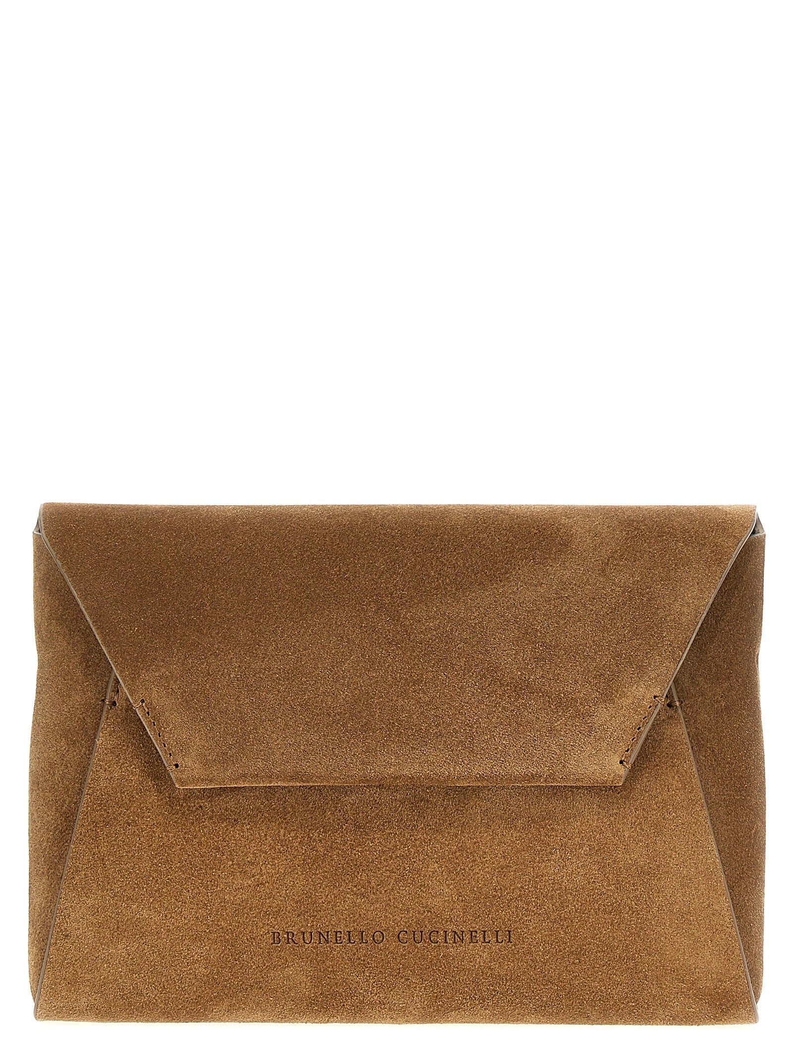 Brunello Cucinelli Brown Calfskin Clutch Bag