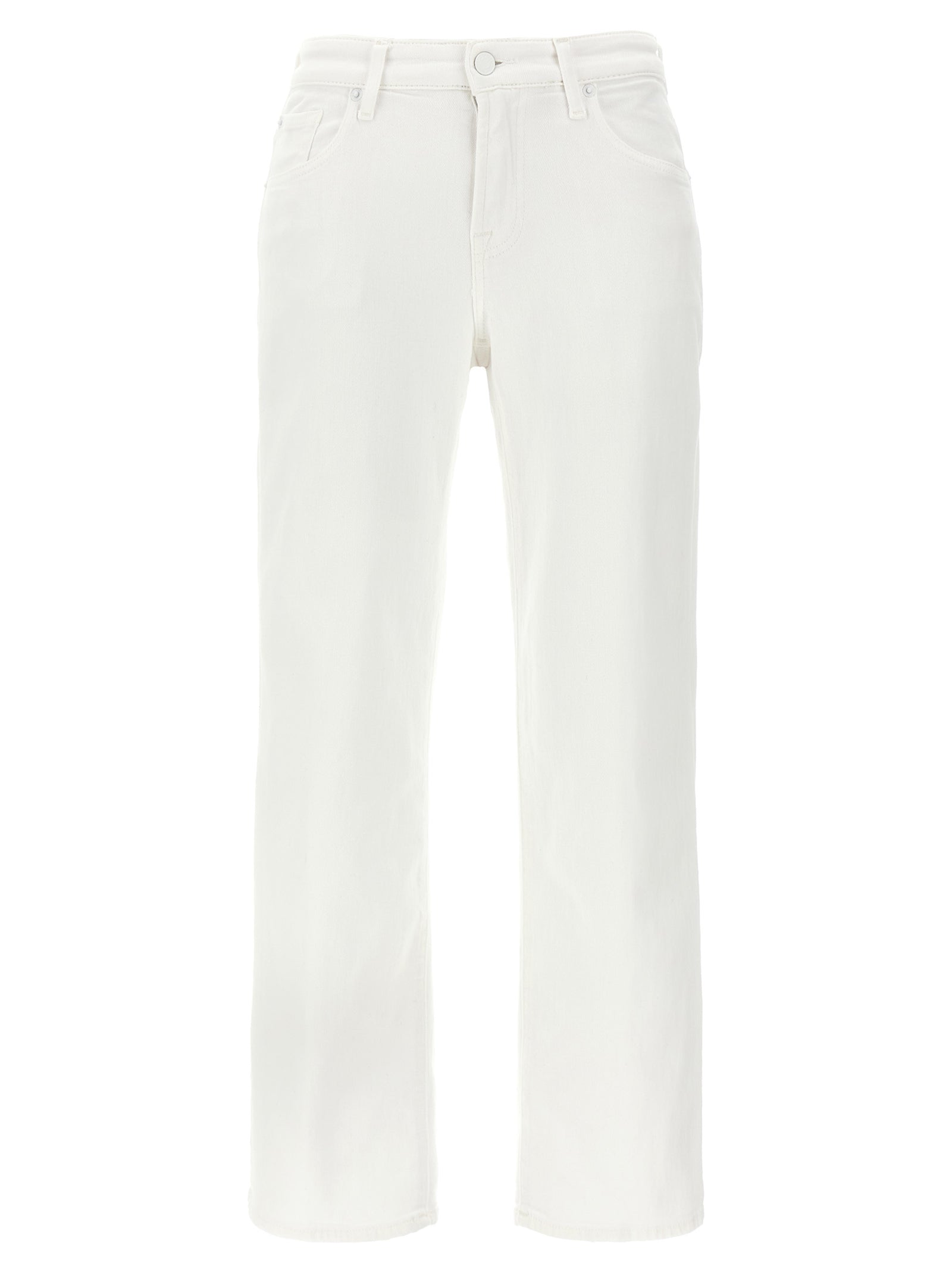 7 For All Mankind White Cotton High-Waisted Jean